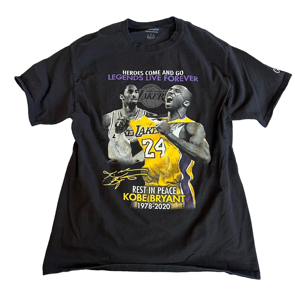 Kobe Bryant LA Lakers Champion T-shirt Legends live Forever Men's Large Black L